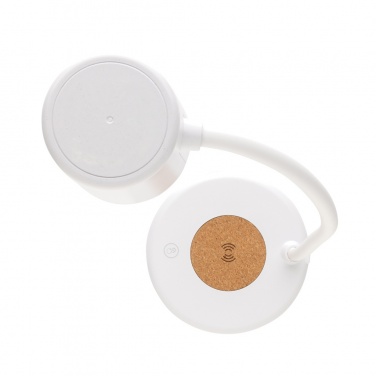 Logotrade promotional giveaway image of: Zenara RCS recycled plastic and cork 15W wireless desk lamp